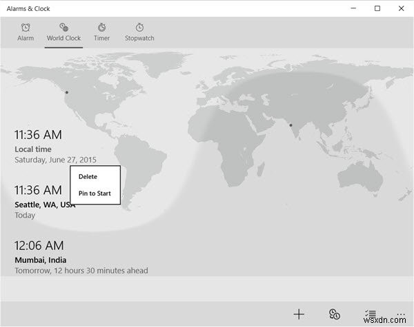 Add Clocks, Set Alarms, Use Timer & Stopwatch in Alarms & Clocks app of Windows 11/10