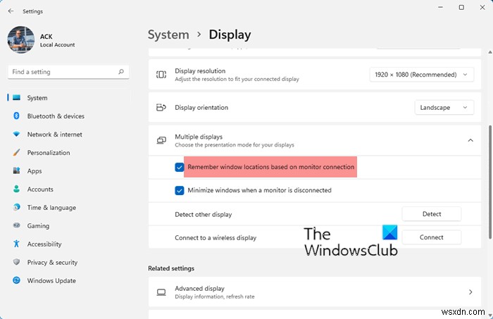 Remember window location on Multiple Monitors in Windows 11