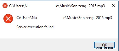 Windows Media Player Error – Server Execution Failed