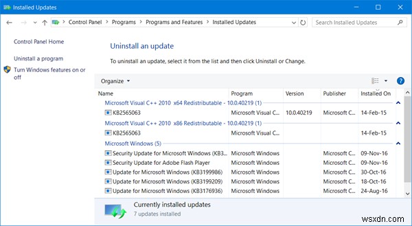 Where to look for your Windows Update History in Windows 11/10