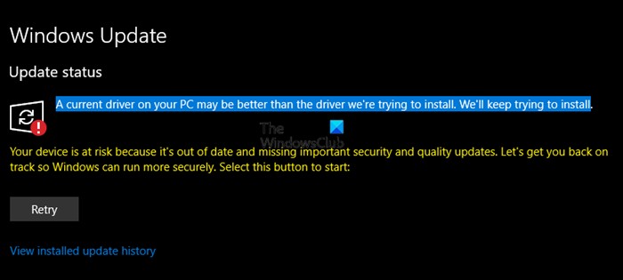 A current driver on your PC may be better than the driver we’re trying to install