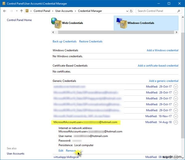 Click here to enter your most recent credentials message in Windows 11/10