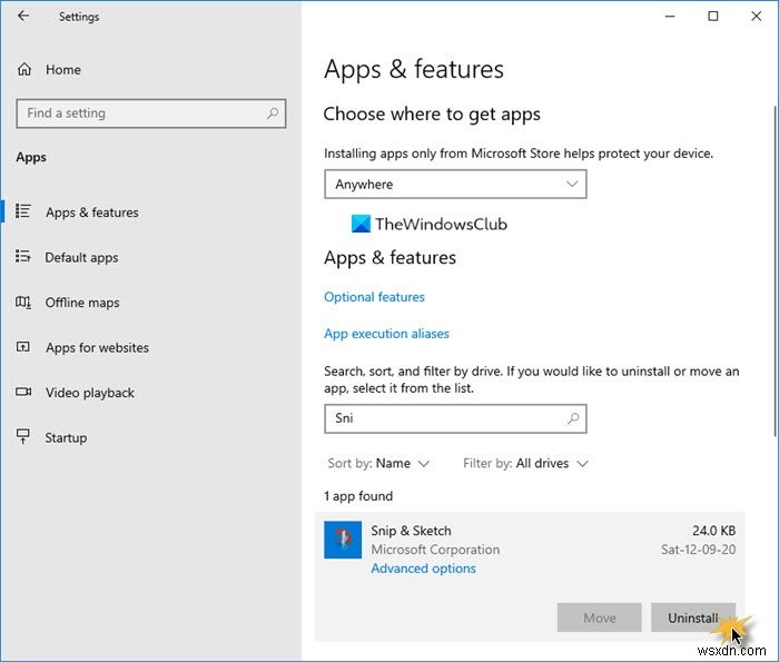 How to Disable or Uninstall Snip and Sketch in Windows 11/10