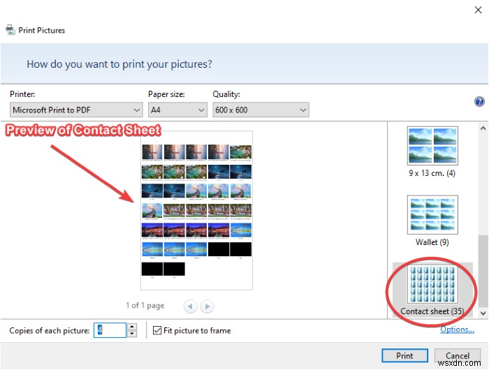 How to create and print a Contact Sheet of Photos in Windows 11/10
