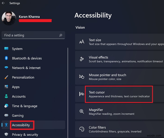 Change the Text Cursor Indicator size, color, and thickness in Windows 11/10