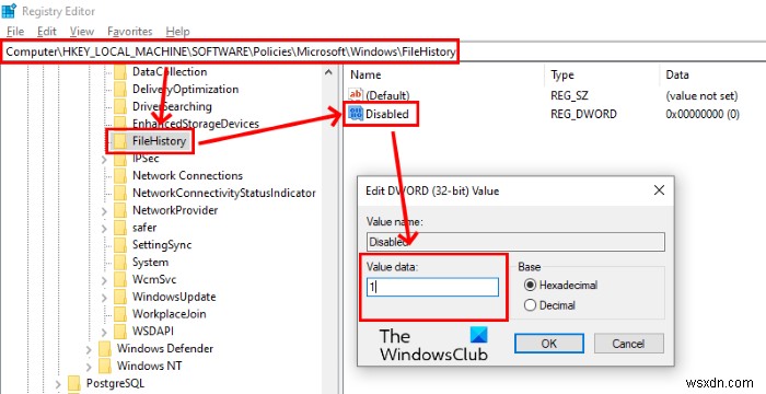 How to disable File History Backup in Windows 10 using REGEDIT or GPEDIT