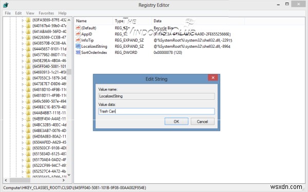 Rename Recycle Bin through Registry for All Users in Windows 11/10