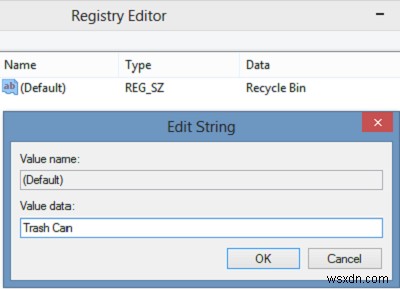 Rename Recycle Bin through Registry for All Users in Windows 11/10