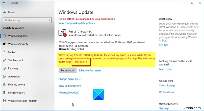 Fix Windows Update Error Code 8024a112