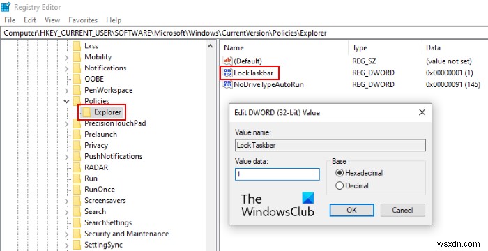 How to disable Lock the Taskbar option in Windows 10 Settings
