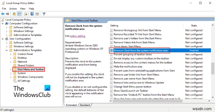 How to hide Clock and Date from Taskbar in Windows 10