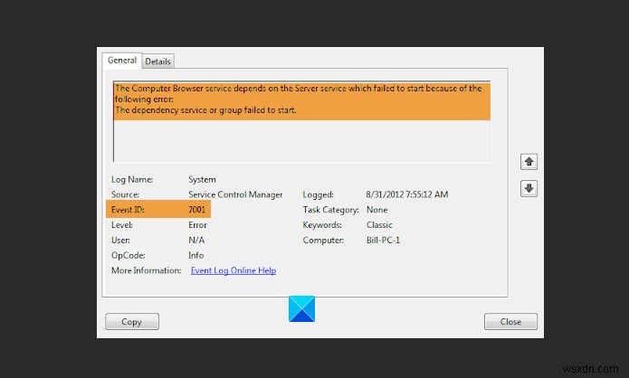 Fix Service Control Manager Event ID 7001 on Windows 11/10
