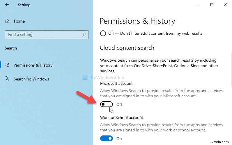 How to enable or disable Cloud Content Search in Taskbar search box in Windows 11/10