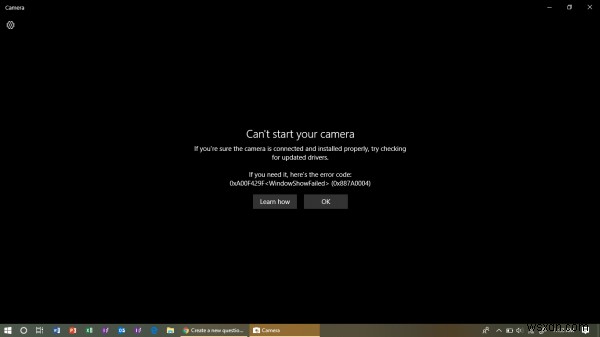 Windows can’t start your Camera, Error 0xA00F429F