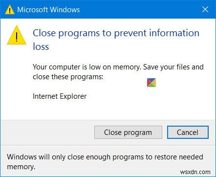 Close programs to prevent information loss message in Windows 11/10