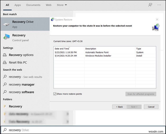 File does not have a program associated with it for performing this action – Recycle bin error