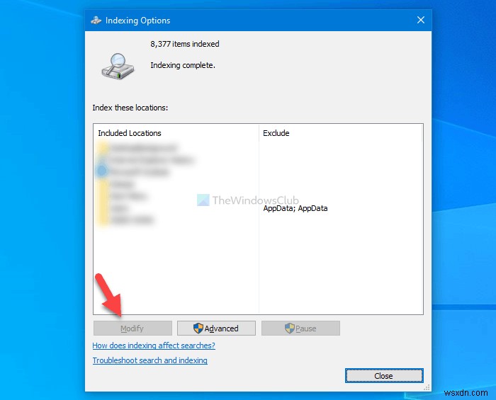 How to prevent users from modifying Search Index Locations in Windows 10