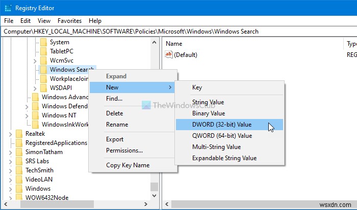 How to prevent users from modifying Search Index Locations in Windows 10