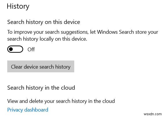 How to clear or disable Taskbar Search Box History in Windows 10