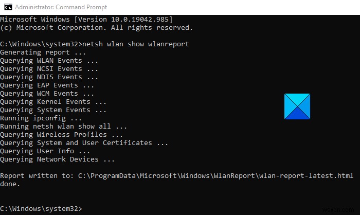 How to create Wi-Fi Network Adapter Report on Windows 10