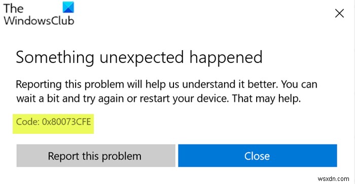 Microsoft Store error 0x80073CFE, The package repository is corrupted