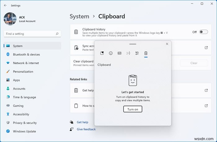 How to Turn On/Off and Clear Clipboard History in Windows 11/10