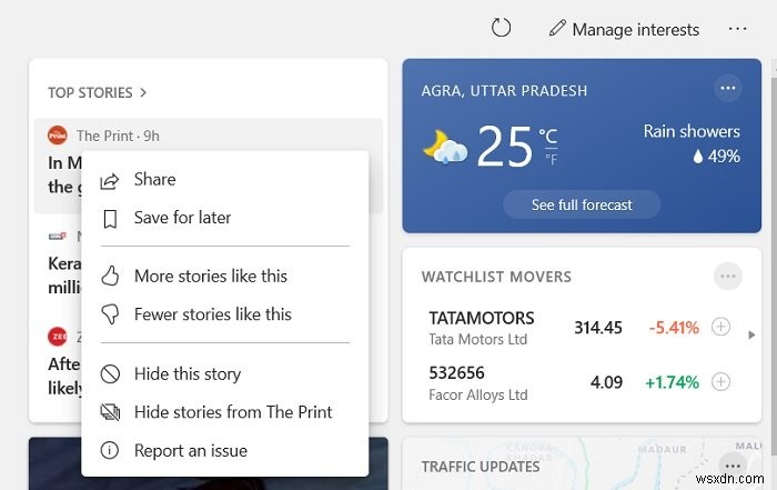 How to customize the News and Interests taskbar widget in Windows 11/10