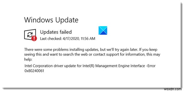 Fix Windows Update error 0x80240061
