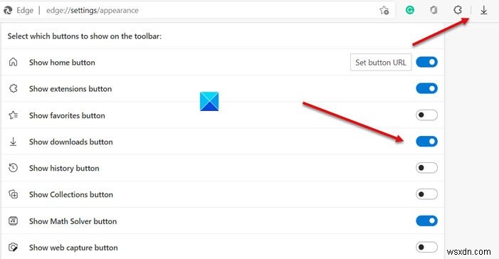 How to turn on Show Downloads Menu when a download starts in Edge