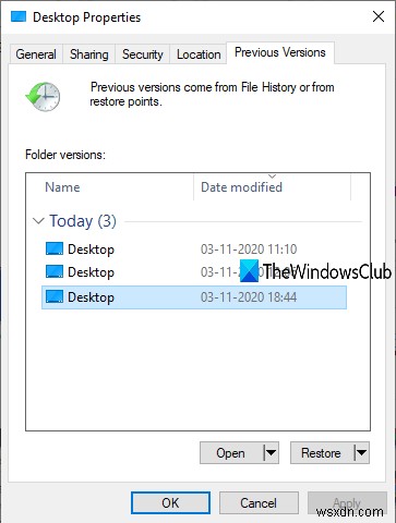 How to restore Previous Versions of Files and Folders in Windows 11/10?