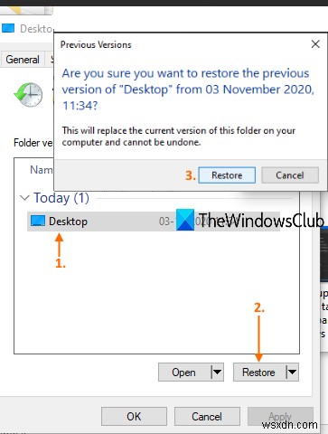 How to restore Previous Versions of Files and Folders in Windows 11/10?