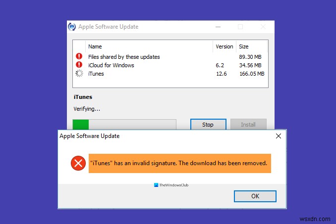 Fix iTunes has an invalid signature error on Windows 10