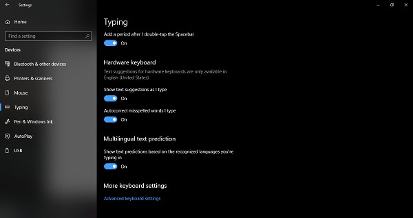 How to enable Text Prediction for Hardware Keyboard in Windows 11/10
