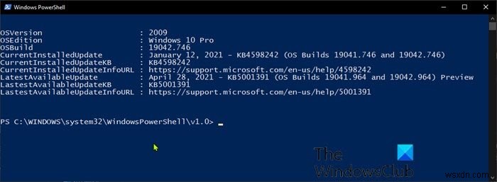 Get Windows 10 current patch information using PowerShell script