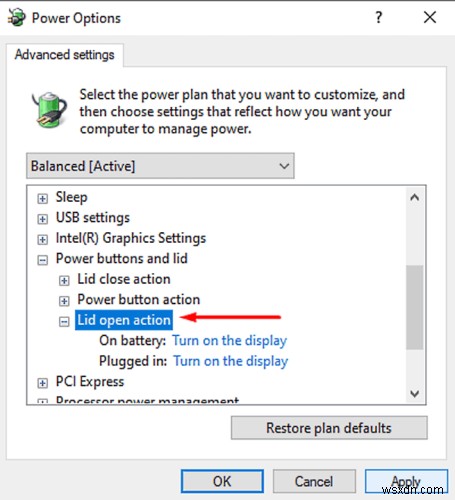 How to change Laptop Lid Open Action in Windows 11/10
