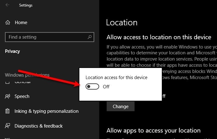 How to change Location settings in Windows 11/10