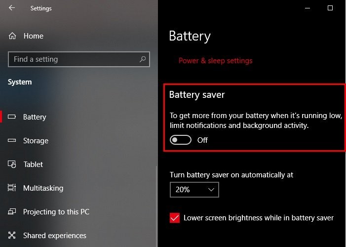 Battery Saver not working on Windows Laptop