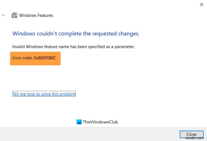 Fix Error 0x800F080C when installing .NET Framework on Windows 10