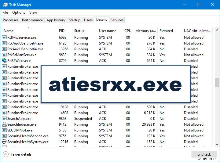 What is atiesrxx.exe in Windows 10 Task Manager?