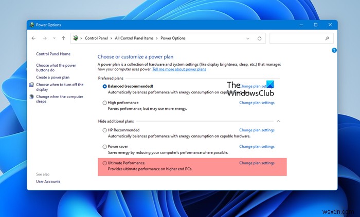 How to enable Ultimate Performance Power Plan in Windows 11/10