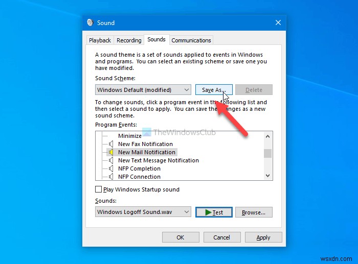 How to change New email notification sound on Windows 10