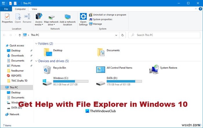 How to Get Help with File Explorer in Windows 10