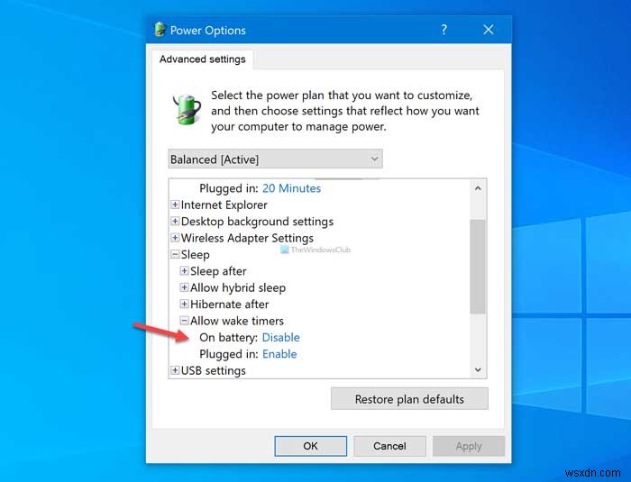 Enable or Disable Allow wake timers on Windows 11/10