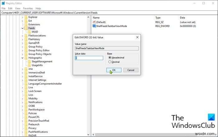Enable or Disable News and Interests on Taskbar using Group Policy or Registry Editor