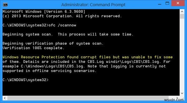 Windows Resource Protection found corrupt files but was unable to fix some of them