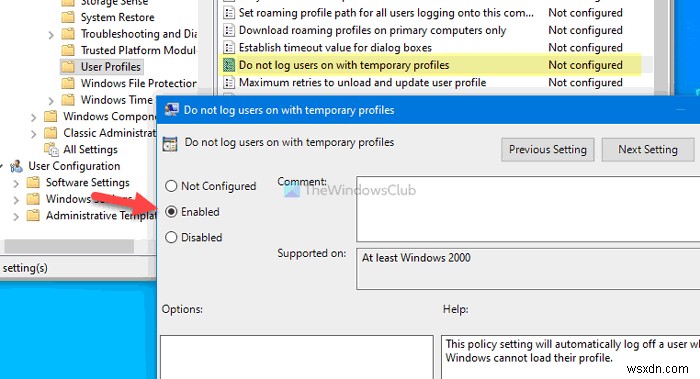 Do not logon users with Temporary Profiles on Windows 10