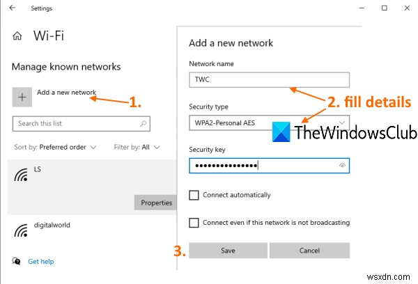 How to add new Wi-Fi Network Profile in Windows 10