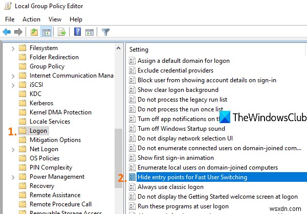 Switch User Option missing from Windows 10 login screen