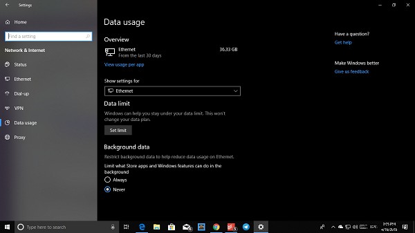 How to set Data Limit for Wireless and Ethernet Adapter on Windows 11/10