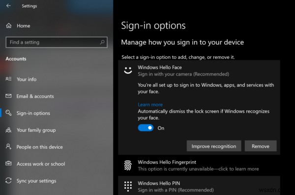 How to Automatically dismiss Lock Screen if Windows recognizes your face